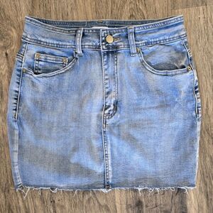 Just Quella Blue Denim Distressed Mini Skirt Size L With Pockets Y2K retro